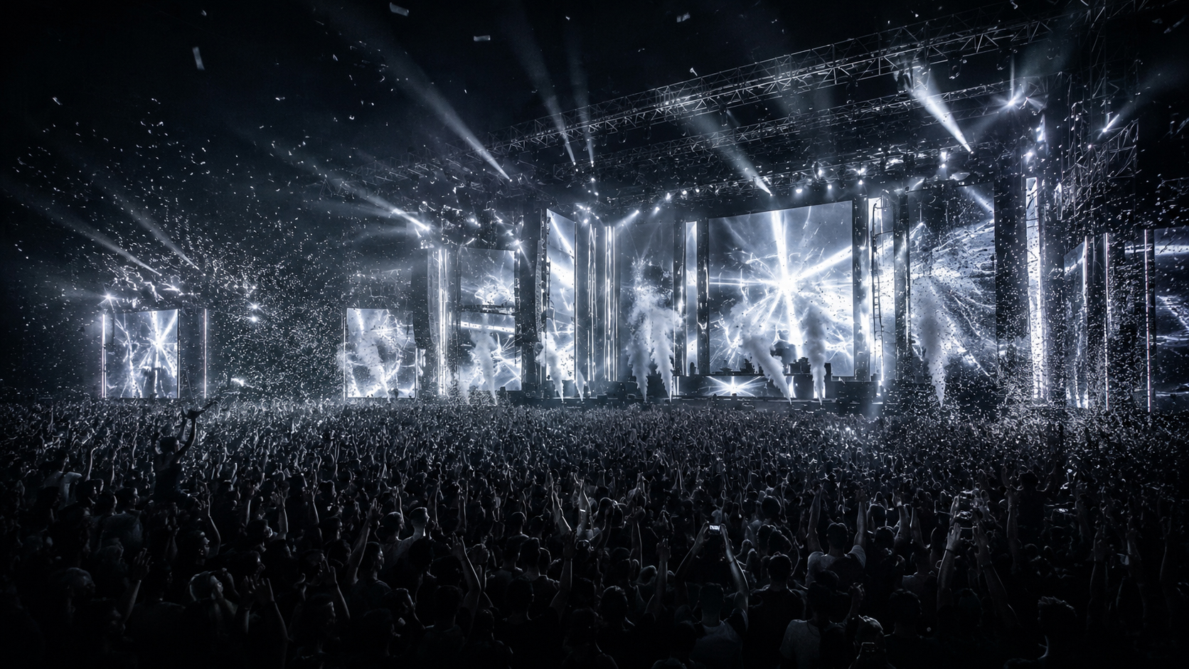 Audience experiencing a large-scale live event and concert production